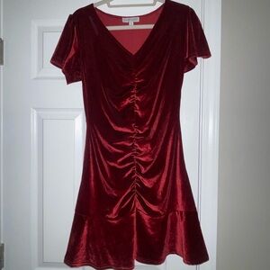 Elegant Red Velvet Dress